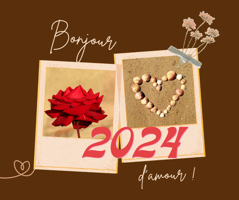 Publication facebook bonjour d amour collage marron rose